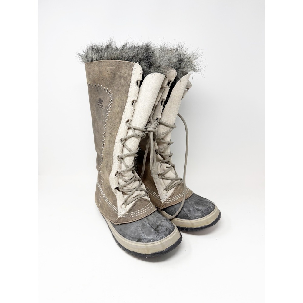 Sorel Cate The Great Tall Waterproof Winter Boots Leather NL1642-221 Size 8 - Picture 3 of 8